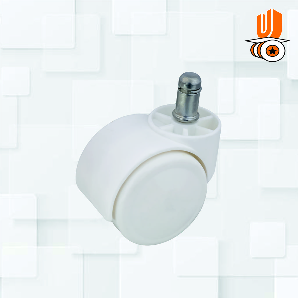 Twin Wheel White Office Chair Caster Wheel 50mm Pin Type(pack Of 1 Set Of 5 Piece)