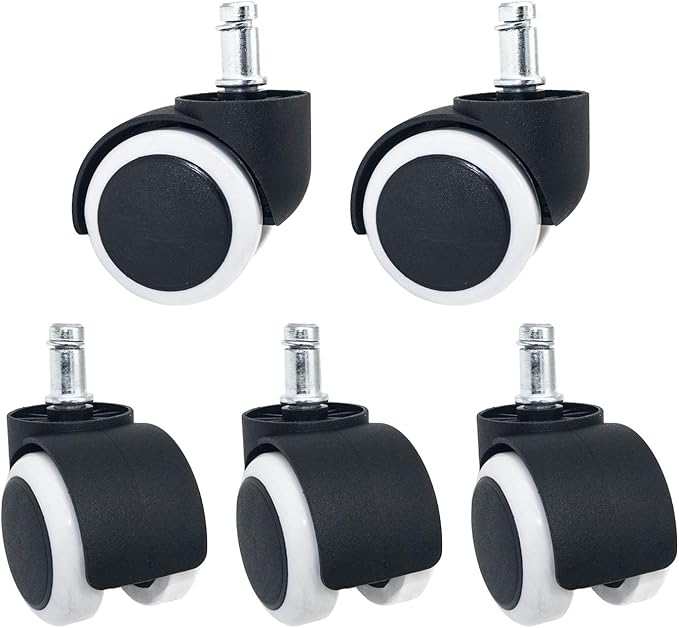 Twin Wheel Office Chair Caster Wheel 50mm Pin Type Pvc Pu(pack Of 1 Set Of 5 Piece)