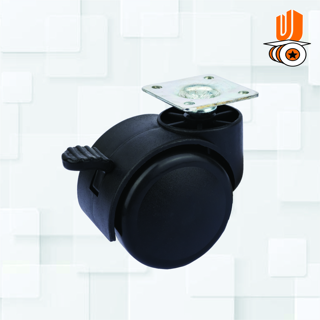 Twin Wheel Castor Plate Type 50mm Break(pack Of 1 Set Of 4 Piece)