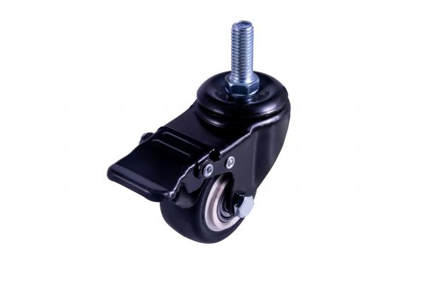 Single Wheel Pvc Pu Black Caster Wheel M10 Thread With Bearing With  Break(pack Of 1 Set Of 4 Piece)