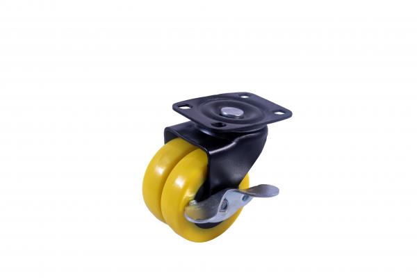Double Wheel Puff Castor Pu Side Break(pack Of 1 Set Of 4 Piece)