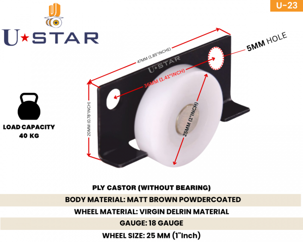 Sliding Drawer Ply Caster Wheel(pack Of 1 Set Of 4 Piece)