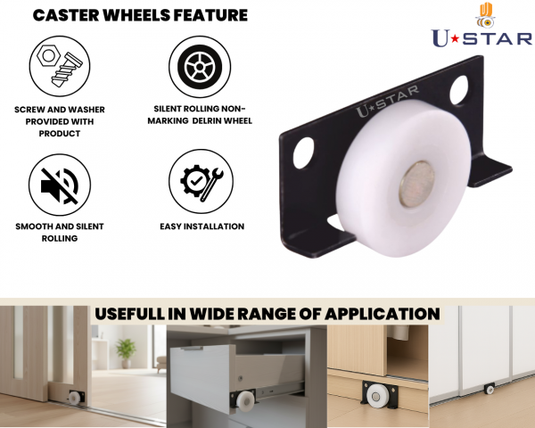 Sliding Drawer Ply Caster Wheel(pack Of 1 Set Of 4 Piece)