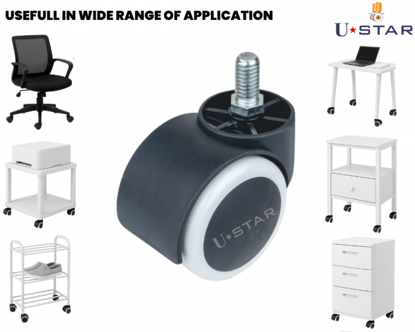 Twin Wheel Office Chair Caster Pvc Pu