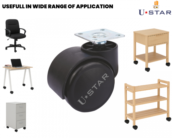 Twin Wheel Castor Plate Type 50mm(pack Of 1 Set Of 4 Piece)