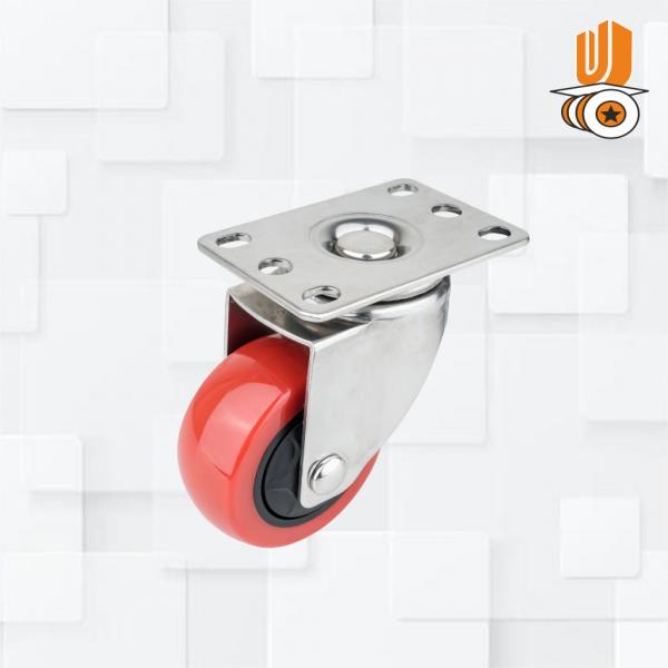Stainless Stee304 75mmx32mm Red Pu Caster Wheels Swivel Non Break(pack Of 1 Set Of 4 Piece)