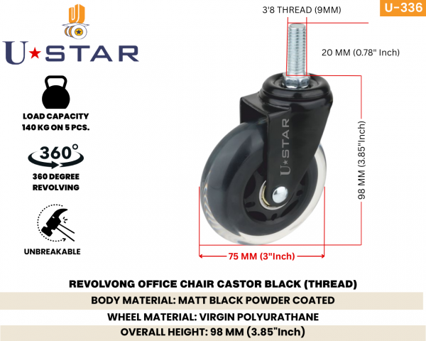 75mm Chair Wheel Polyuratahne