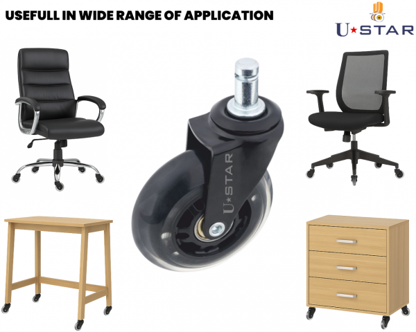 75mm Single Wheel  Polyurathane Office Chair Caster Wheel(pack Of 1 Set Of 5 Piece)