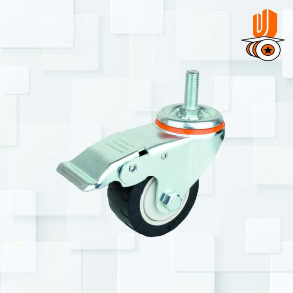 Heavy Duty 75mm Black Pu Caster Wheel M12 Thread Swivel With Break(pack Of 1 Set Of 4 Piece)