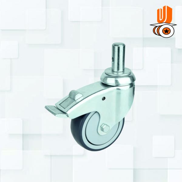 Heavy Duty  4 Inch 22mm Piller Tpr Caster Wheel With Break(pack Of 1 Set Of 4 Piece)