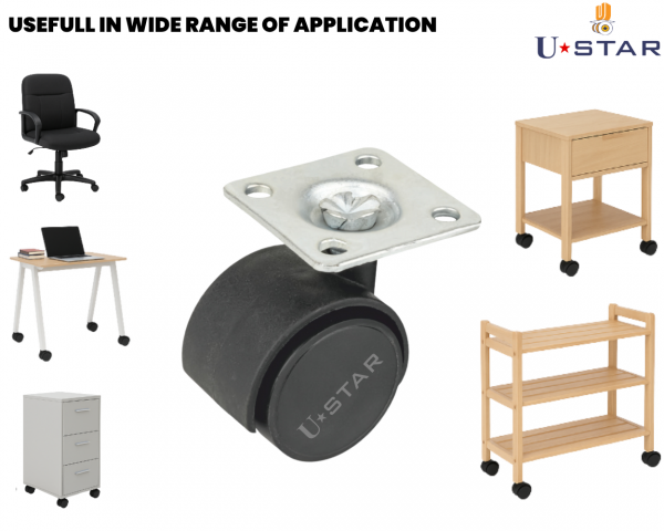 Twin Wheel Castor Plate Type30mm  Non Break(pack Of 1 Set Of 4 Piece)