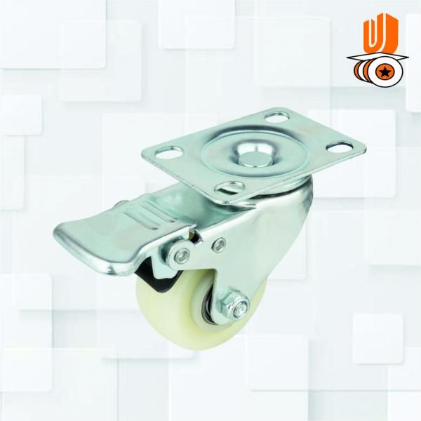 Single Wheel Nylon Caster Wheel Swivel With Break(pack Of 1 Set Of 4 Piece)