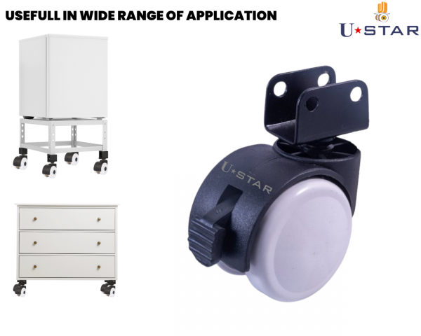 Twin Wheel Castor 50mm Uclamp With Break(pack Of 1 Set Of 4 Piece)