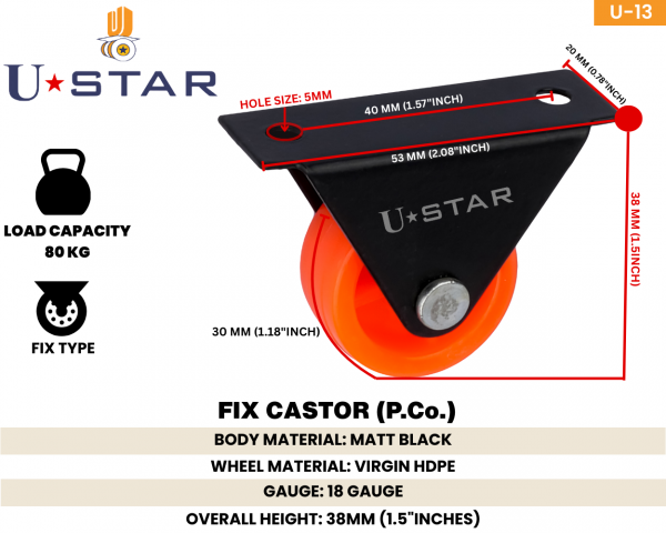 Fix Castor 30mm (pack Of 1set Of 4 Piece)
