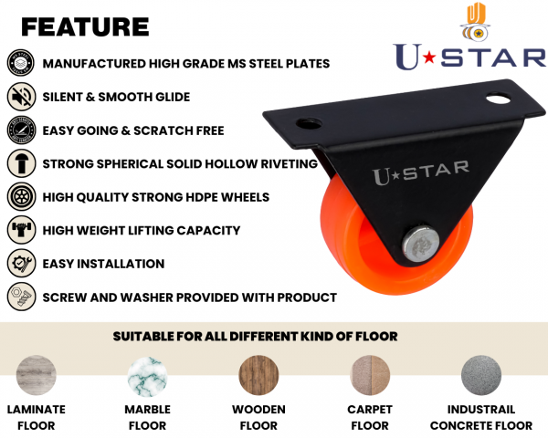 Fix Castor 30mm (pack Of 1set Of 4 Piece)