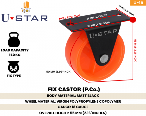 Fix Castor 50mm (pack Of 1set Of 4 Piece)