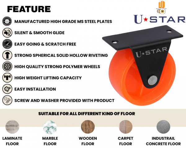 Fix Castor 50mm (pack Of 1set Of 4 Piece)