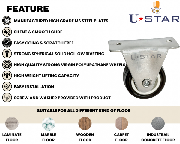 Fix Castor 38mm (pack Of 1set Of 4 Piece)