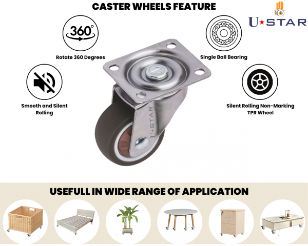 Tpr Puff Wheel Castor 38mm Non Break(pack Of 1 Set Of 4 Piece)