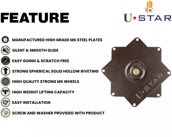 Turntable Rotating Bearing Swivel Plate 360 Degree Plate 150mmx150mm (pack Of 1 Piece)