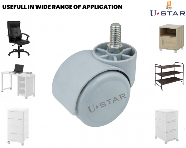 Twin Wheel Gray Office Chair Caster